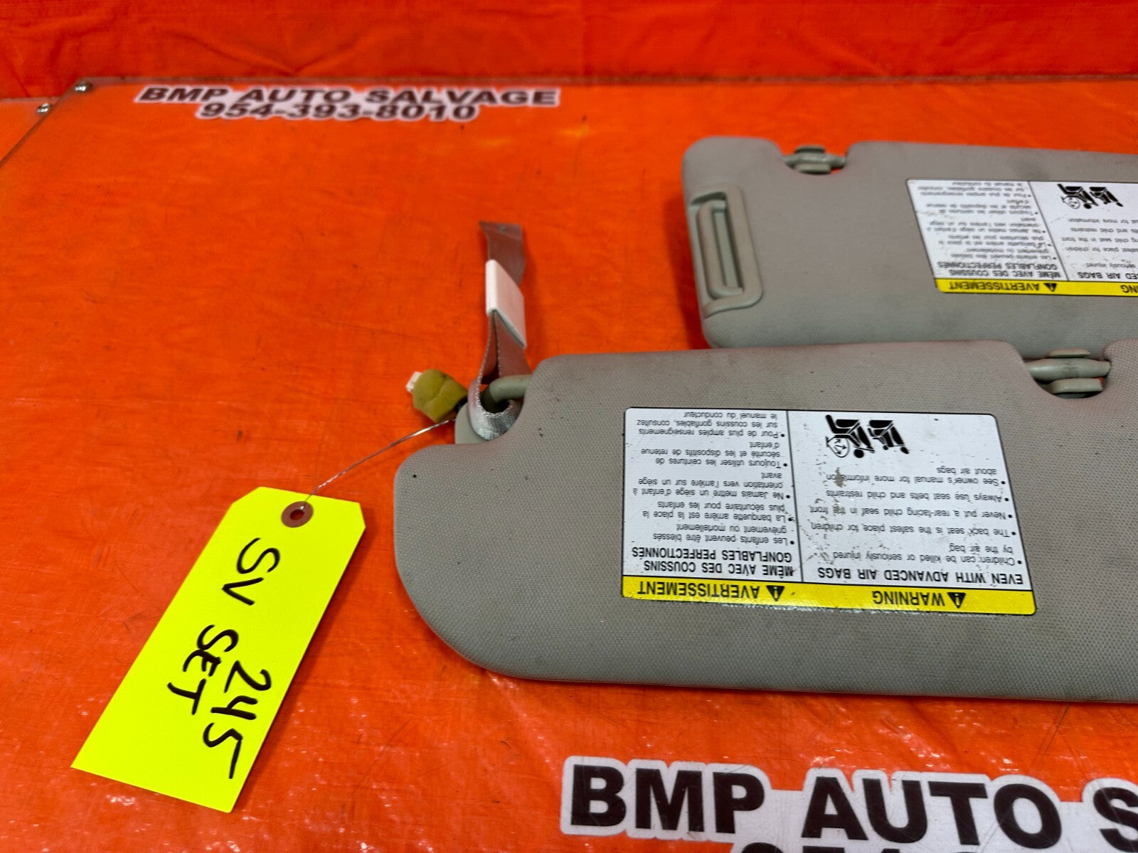 08 15 INFINITI G37 & Q60    LEFT AND RIGHT SUN VISORS PAIR SET OEM FACTORY #24511