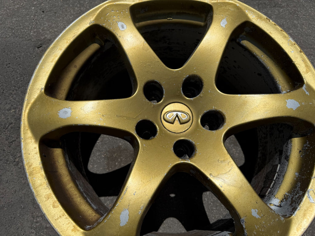 03 07 INFINITI G35 COUPE REAR FACTORY WHEEL RIM 6 SPOKE 17X8 OEM FACTORY #298 16