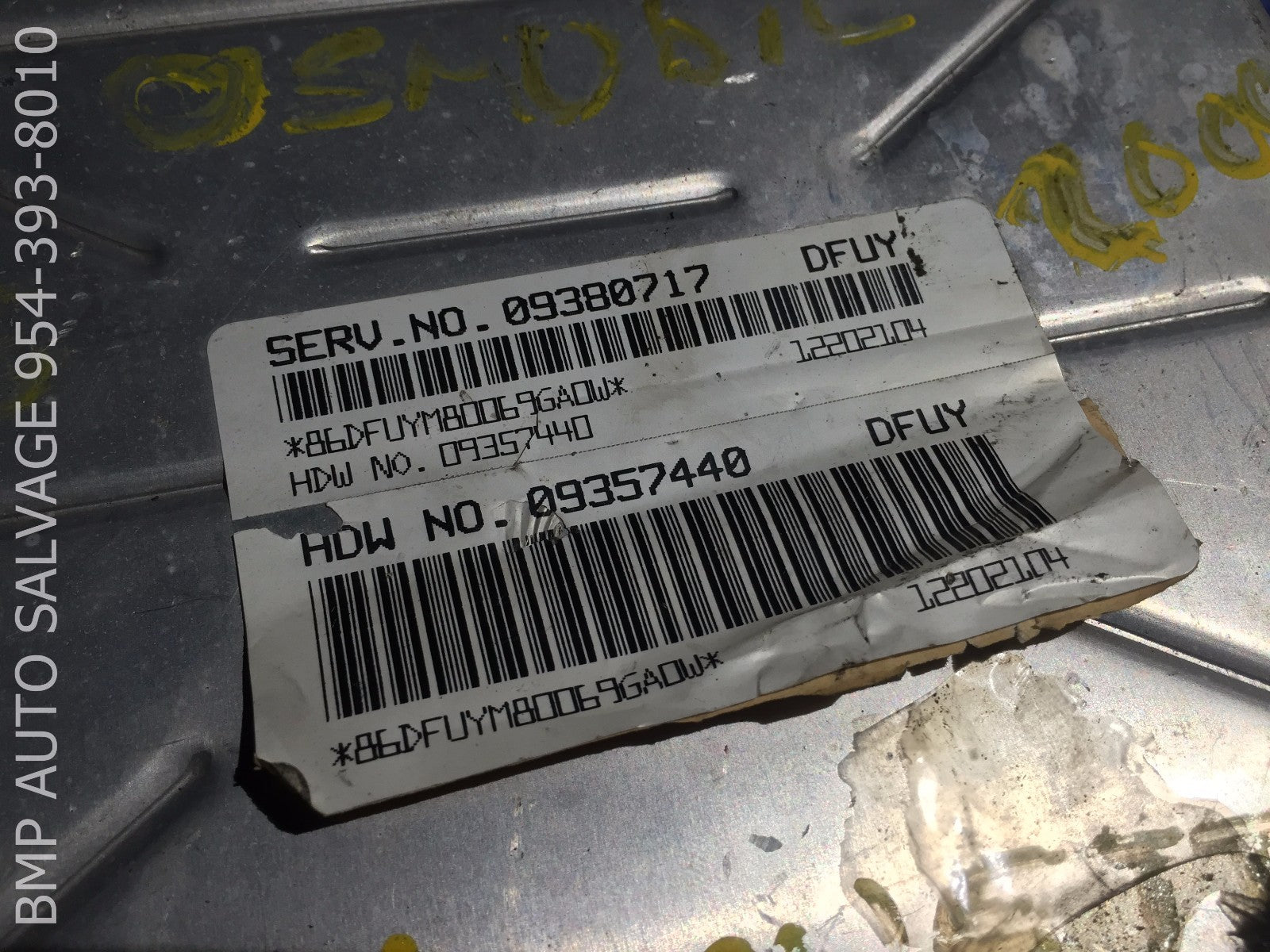 OEM 2000 PONTIAC MANTANA ECU 09380717 DFUY ENGINE COMPUTER BRAIN ECM #11121