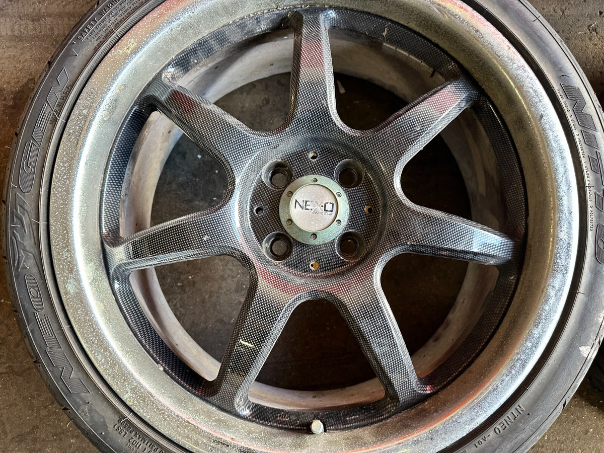 88-91 HONDA CRX - 4x100 - 17x7 - NEX-O NEX-0 RACING WHEELS W/ NITTO TIRES - 27711