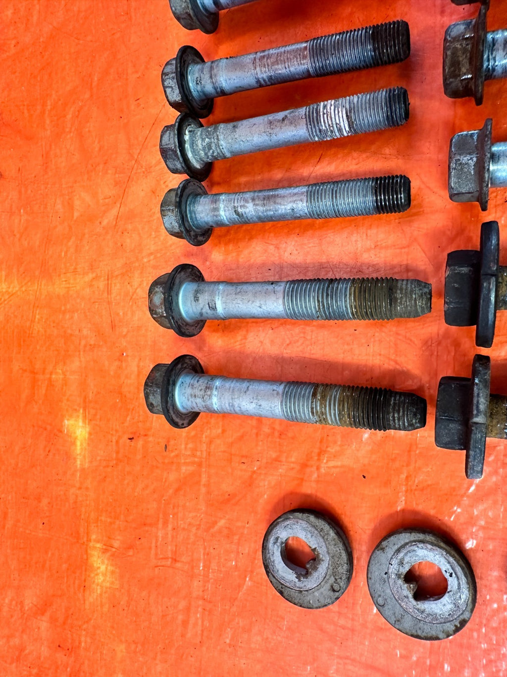 08 15 INFINITI G37 Q60   REAR TRAILING ARM CASTER CAMBER BOLTS HARDWARE OEM 3295
