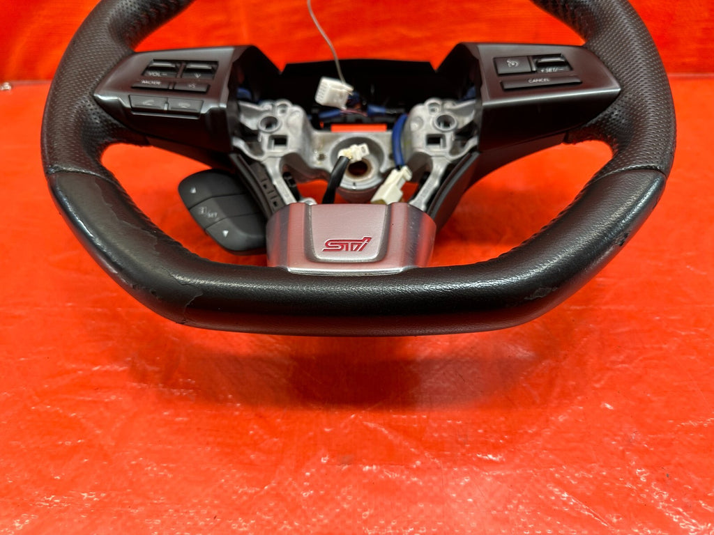 15 20 SUBARU WRX STI   STEERING WHEEL   BLACK LEATHER WRAP   OEM FACTORY #18214