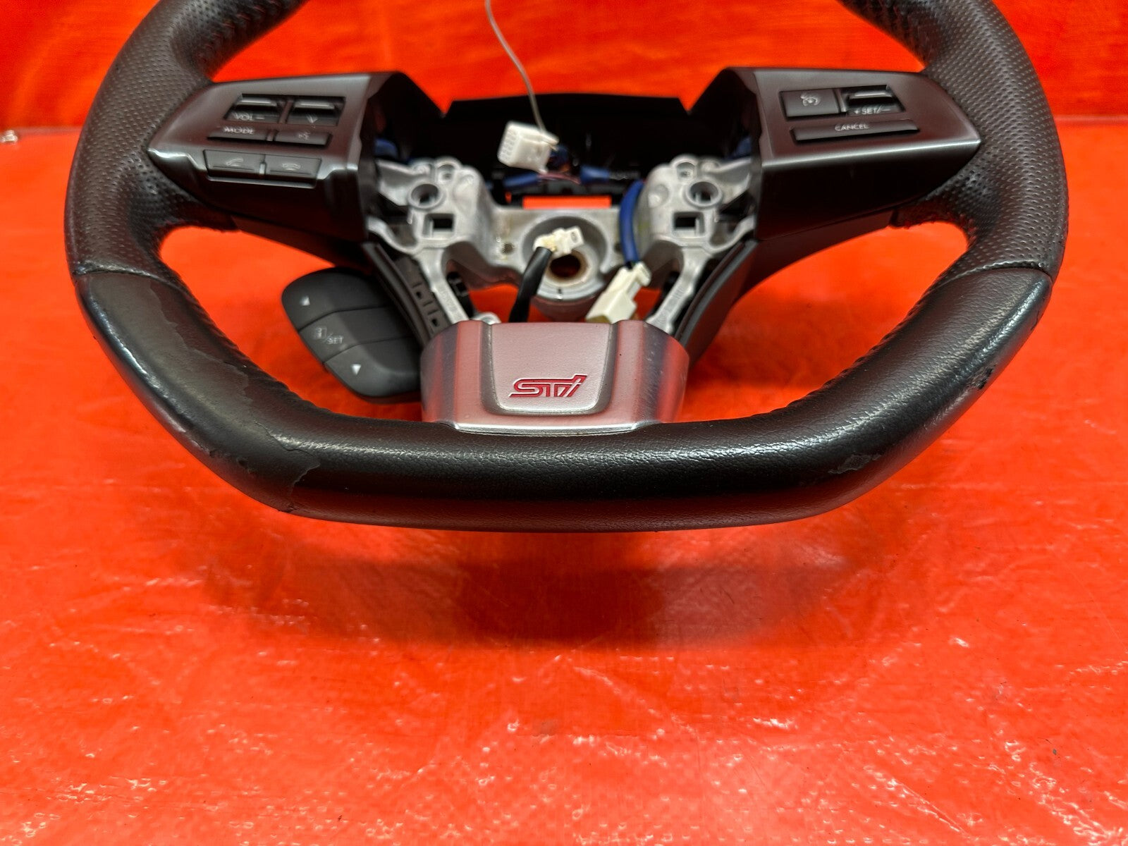 15 20 SUBARU WRX STI   STEERING WHEEL   BLACK LEATHER WRAP   OEM FACTORY #18214