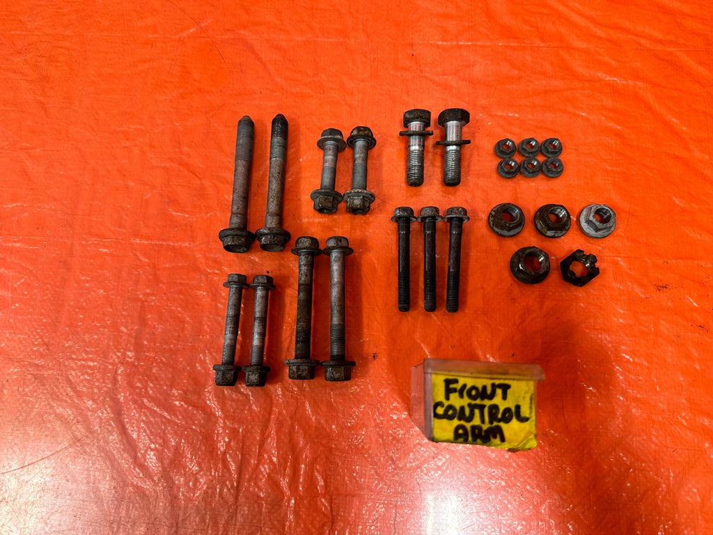 08 15 INFINITI G37 & Q60 FRONT CONTROL ARM BOLTS   UPPER LOWER SPINDLE   OEM 3280