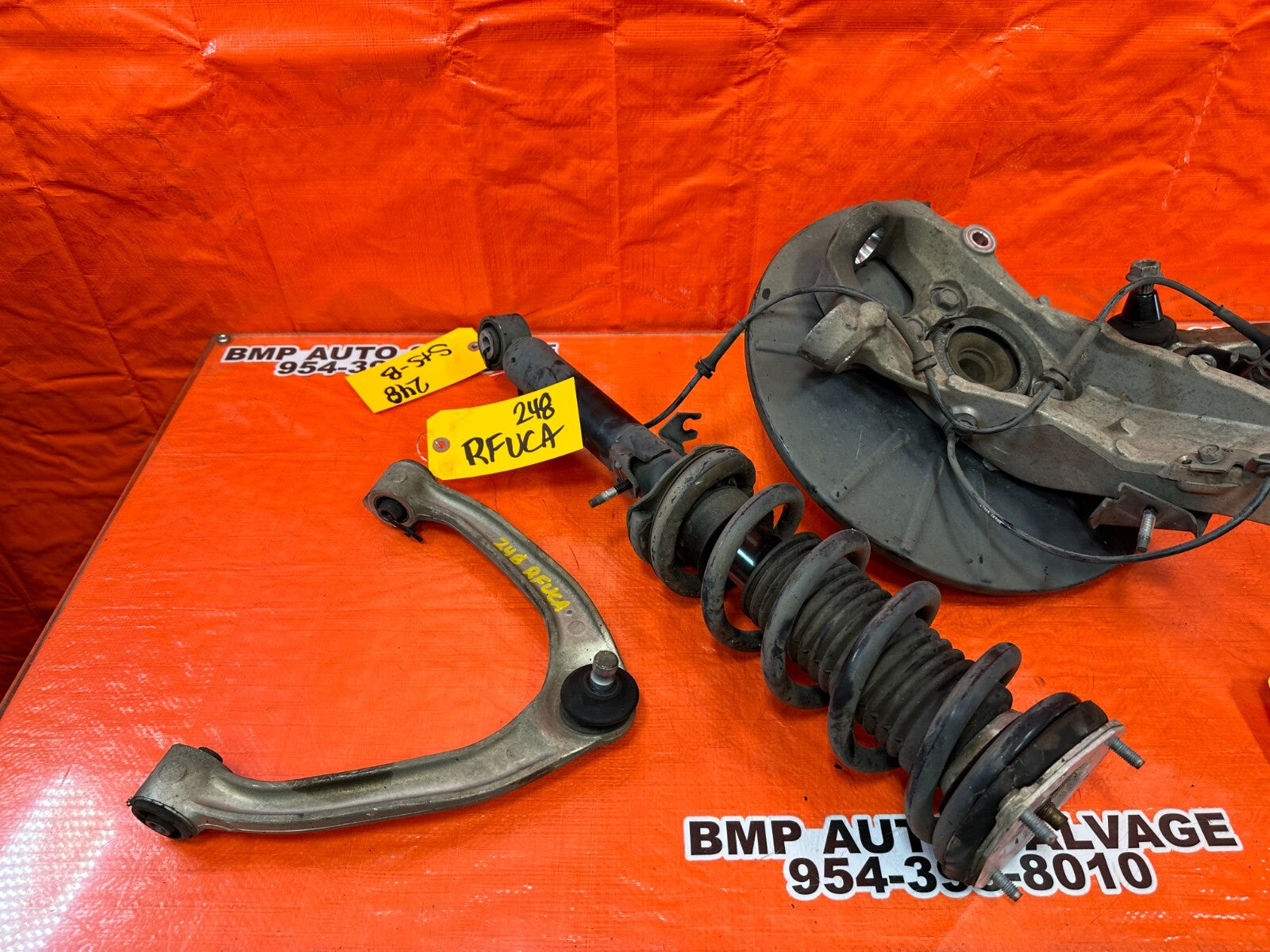 08 15 INFINITI G37 COUPE RWD RIGHT FRONT SPINDLE SHOCK AND CONTROL ARMS OEM 2489
