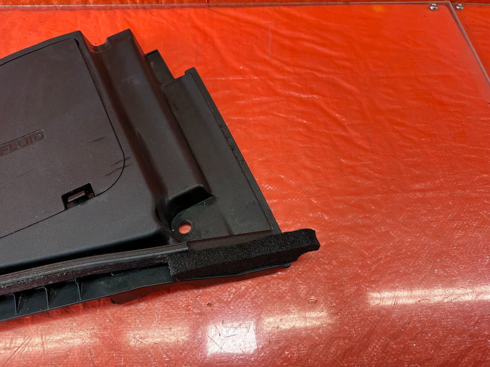 14 20 INFINITI Q50 Q60   BRAKE FLUID UNDER HOOD TRAY FRAME PLASTIC   OEM #2221
