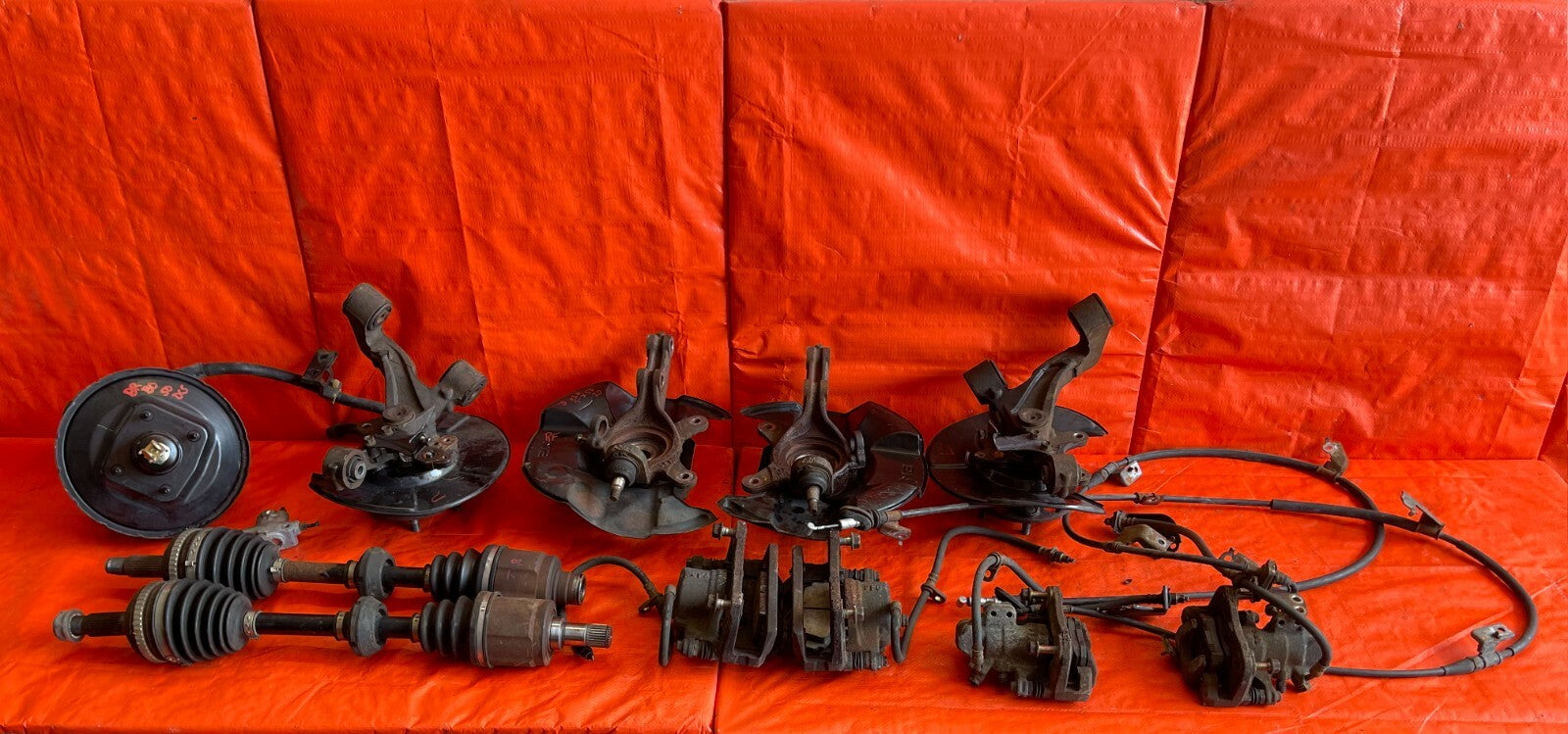 01 05 HONDA CIVIC   FULL 36MM 5 LUG CONVERSION SPINDLES CALIPERS E BRAKE BOOSTER8