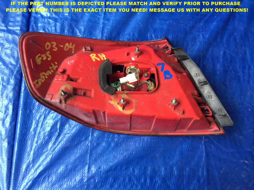OEM 2003 2004 03 03 INFINITI  G35 4 DOOR SEDAN PASSENGER RIGHT TAIL LIGHT 7B5