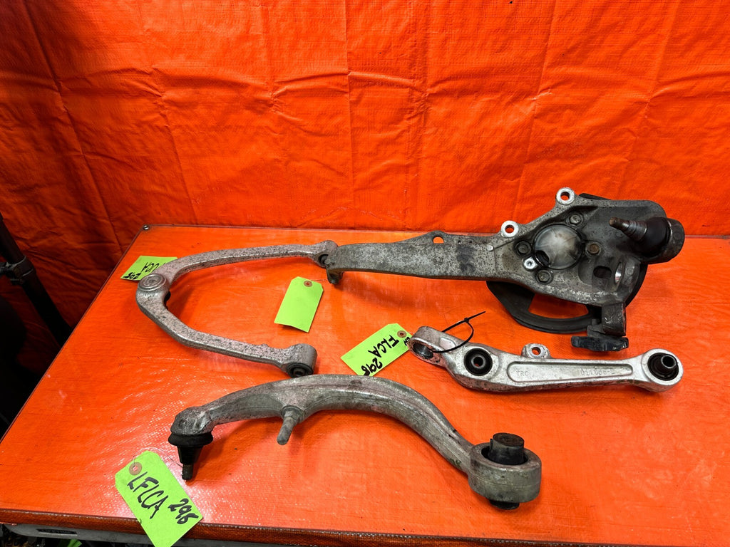 03 07 INFINITI G35 COUPE LEFT FRONT SPINDLE KNUCKLE HUB W/ ALL CONTROL ARMS 29814