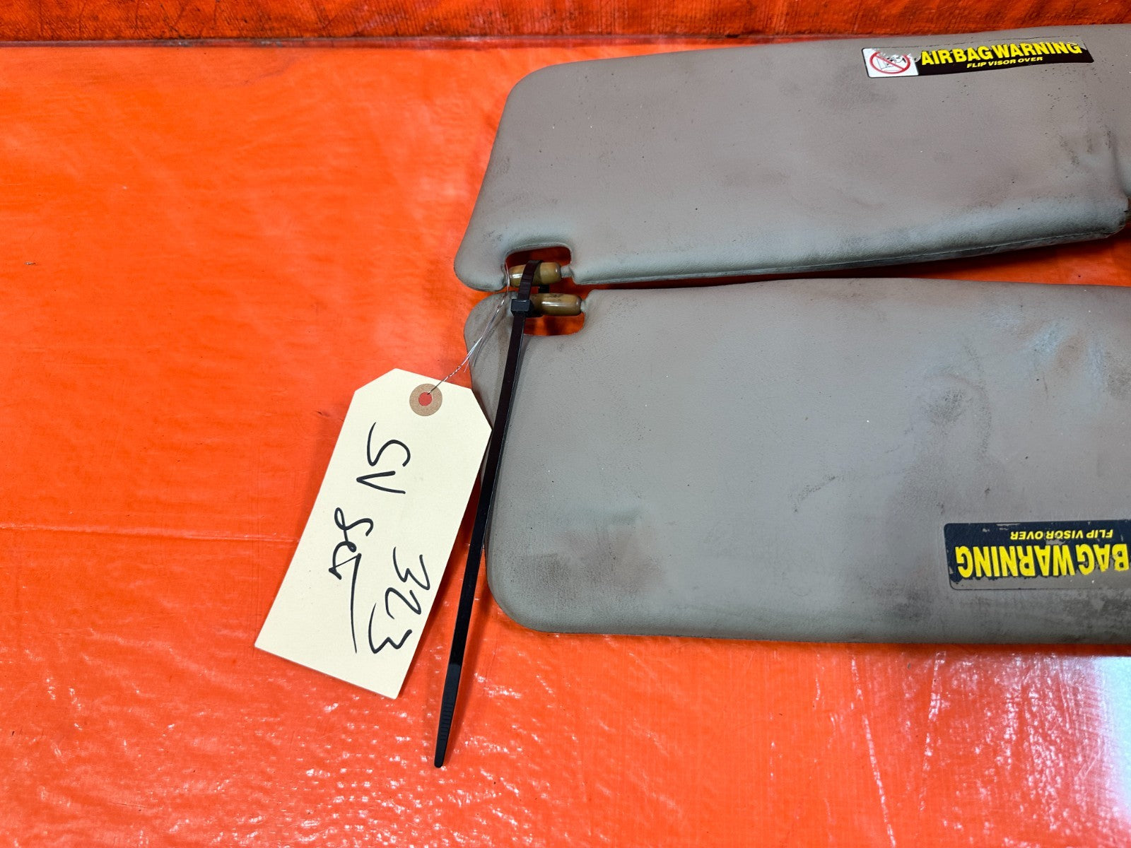 97 01 HONDA PRELUDE   LEFT AND RIGHT SUN VISORS PAIR SET   TAN   OEM #3235