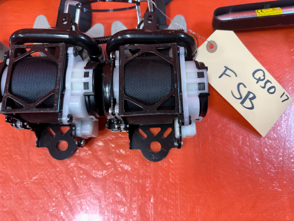 14 23 INFINITI Q50 LEFT & RIGHT FRONT SEAT BELTS SAFETY BELT BLACK OEM FACTORY3