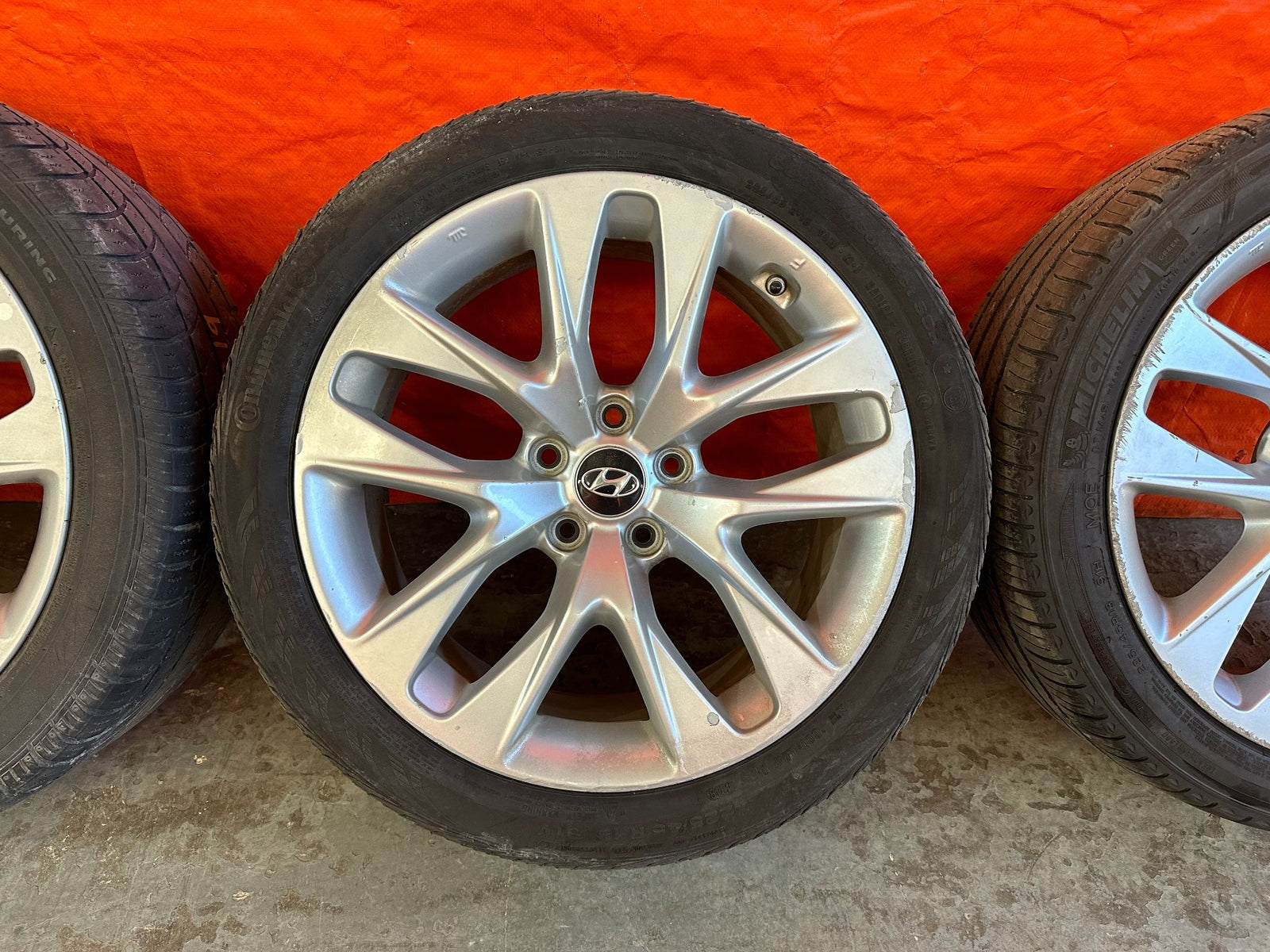 10 16 HYUNDAI GENESIS COUPE   18 INCH FACTORY WHEELS W/ TIRES   OEM OE RIMS #2195