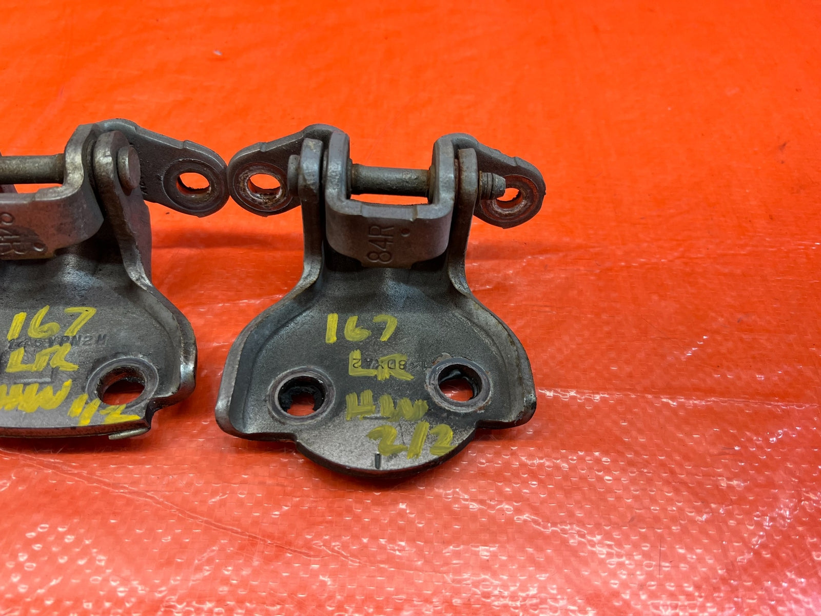 98 02 HONDA ACCORD SEDAN DRIVER LEFT REAR DOOR HINGE SET UPPER LOWER OEM #1674