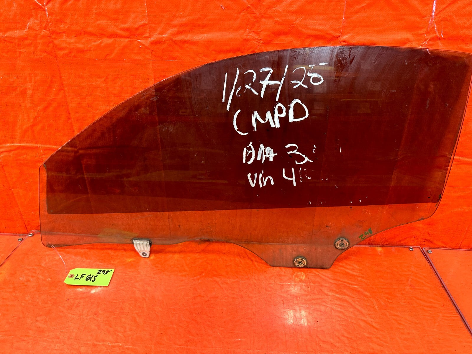 03 07 INFINITI G35 COUPE   DOOR GLASS WINDOW   DRIVER LEFT SIDE   OEM #2980
