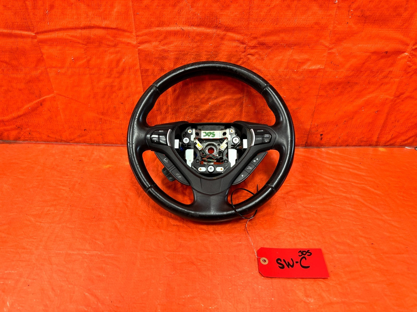 09 14 ACURA TSX   STEERING WHEEL   BLACK LEATHER WRAP   OEM FACTORY #3050