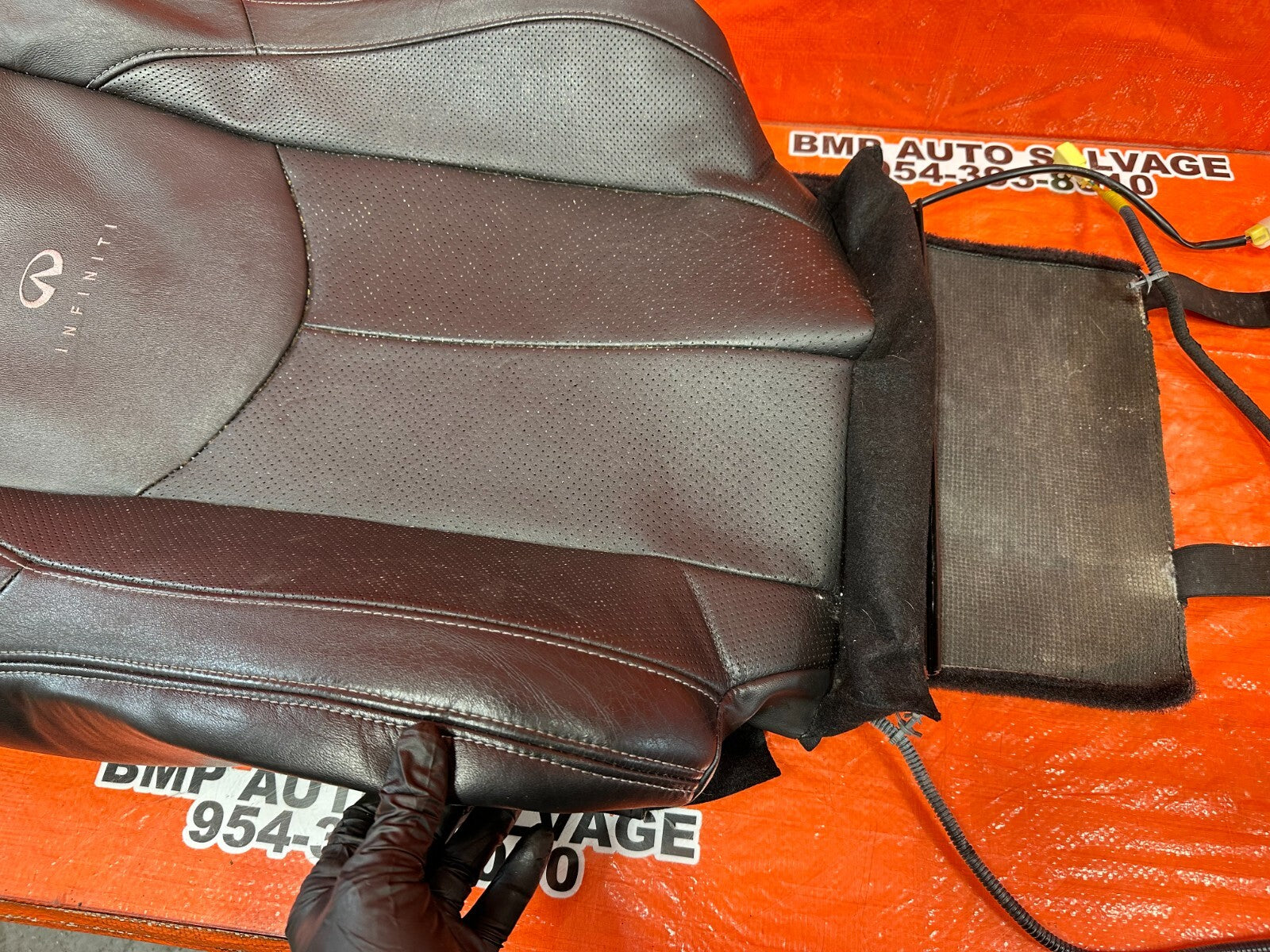 08 09 INFINITI G37 COUPE SPORT PASSENGER RIGHT FRONT UPPER SEAT LEATHER SKIN OEM6