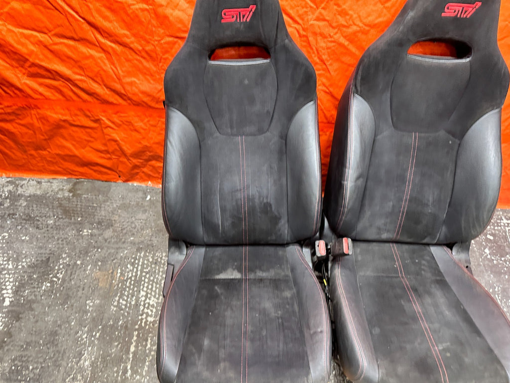 08-14 SUBARU IMPREZA WRX STI FRONT SEATS PAIR DRIVER PASSENGER OEM #7411