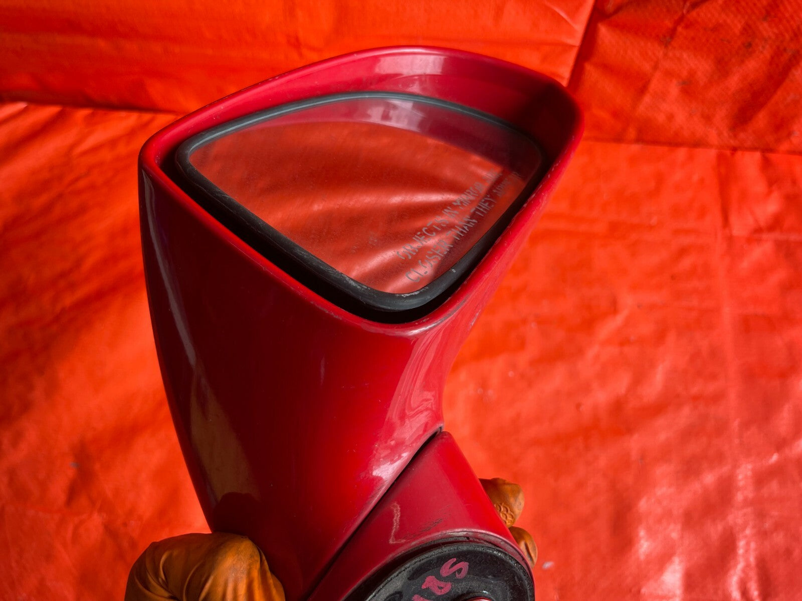 00 09 HONDA S2000   PASSENGER RIGHT SIDE VIEW MIRROR   RED FADED   3 PIN   OEM 9