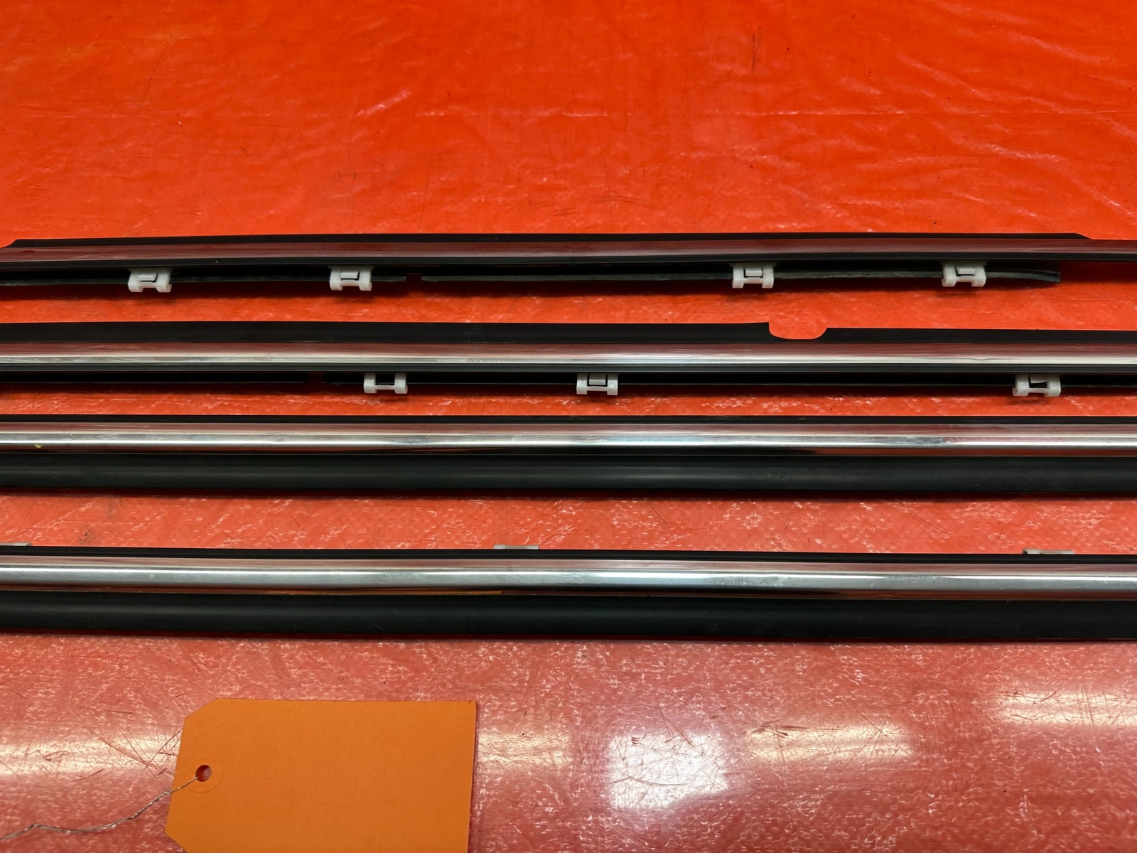 08 15 LANCER EVOLUTION X EVO 10 LEFT RIGHT FRONT REAR CHROME DOOR GLASS TRIM 2148
