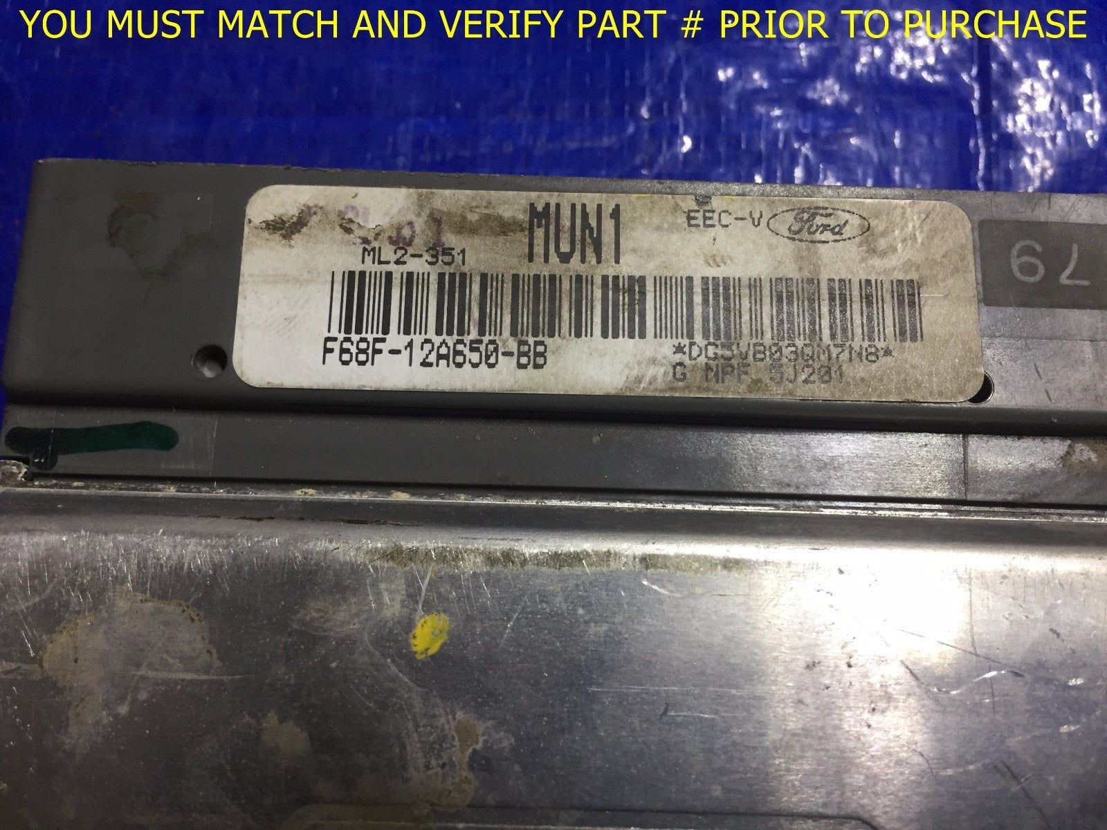 OEM 1997 FORD WINDSTAR ENGINE COMPUTER UNIT ECU ECM UNIT MODULE F68F 12A650 BB1