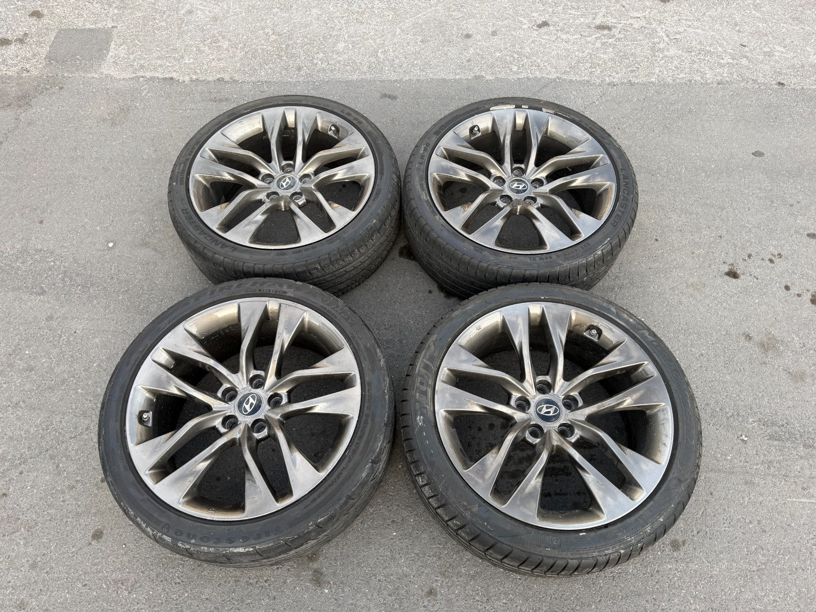 13 16 HYUNDAI GENESIS COUPE   19 INCH R SPEC WHEELS W TIRES   FRONT REAR OEM 2991