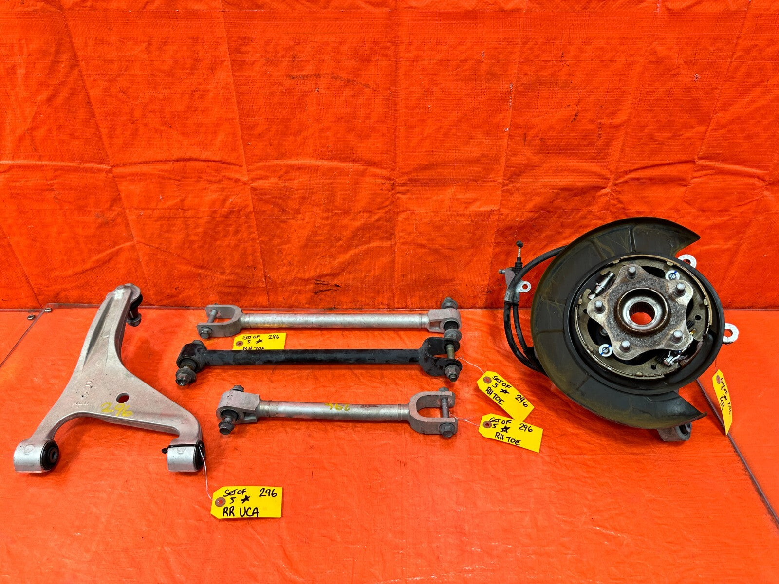 14 20 INFINITI Q50 Q60 LEFT REAR SPINDLE KNUCKLE W/ ALL CONTROL ARMS OEM #2960
