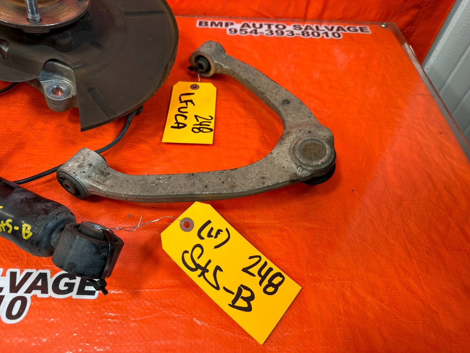 08 15 INFINITI G37 COUPE RWD LEFT FRONT SPINDLE W/ CONTROL ARMS & SHOCK OEM #2321