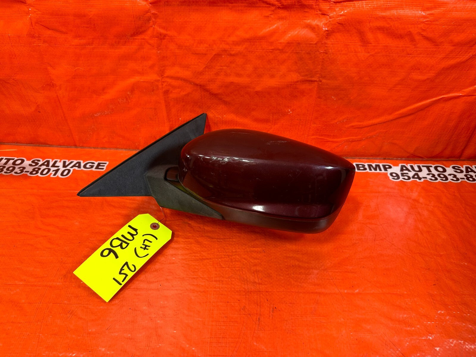 08 12 HONDA ACCORD SEDAN DRIVER LEFT EXTERIOR SIDE VIEW MIRROR RUBY RED OEM #2510
