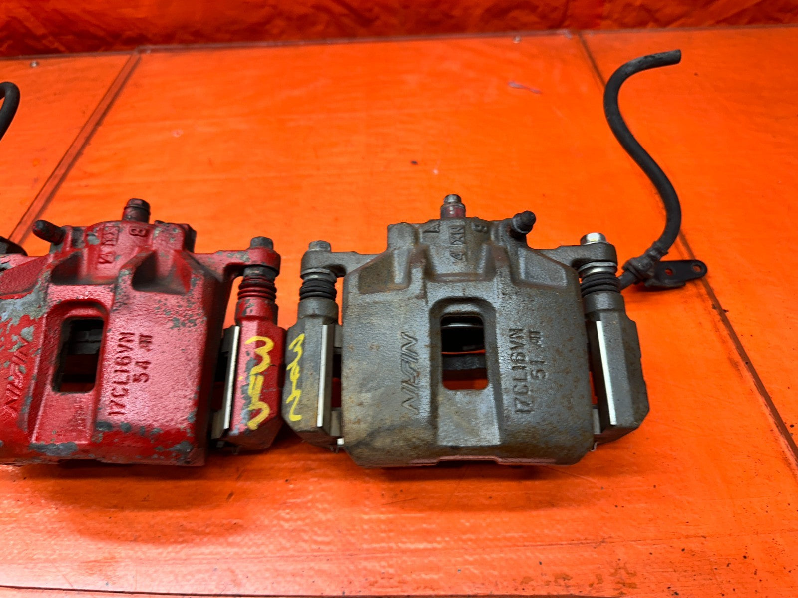 04-08 ACURA TSX 4D 2.4L K24A2 FRONT BRAKE CALIPERS BRACKETS DRIVER PASSENGER #347