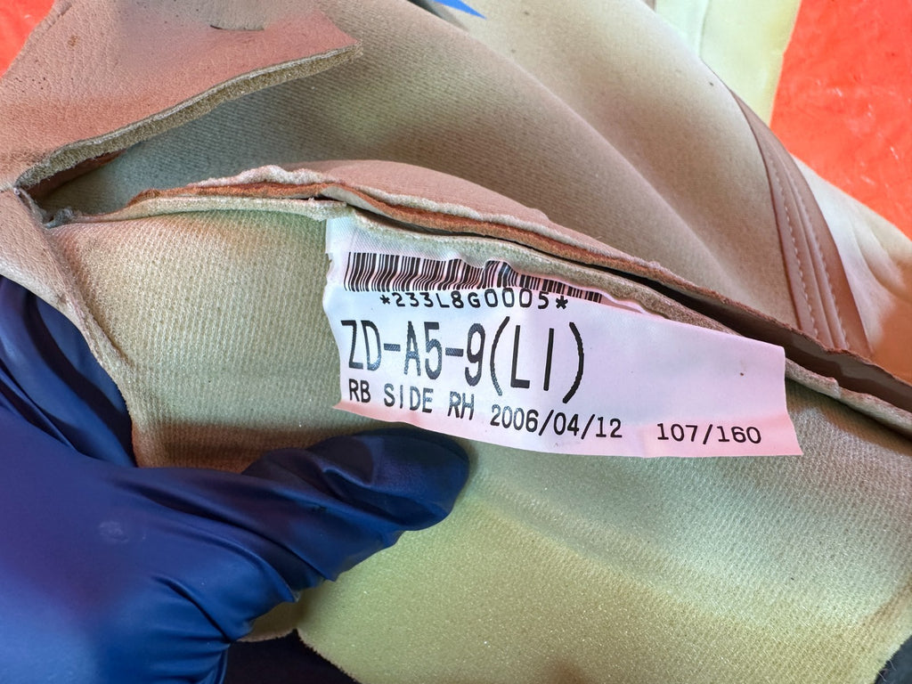 04 08 ACURA TSX   PASSENGER RIGHT REAR OUTER SEAT SKIN WRAP TAN OEM 3043