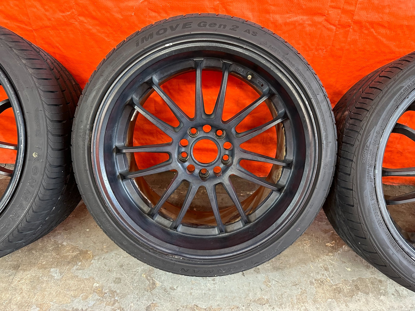 08 15 LANCER EVOLUTION X EVO 10   ROTA SVN WHEELS RIMS W/ TIRES   18x10 & 18x89