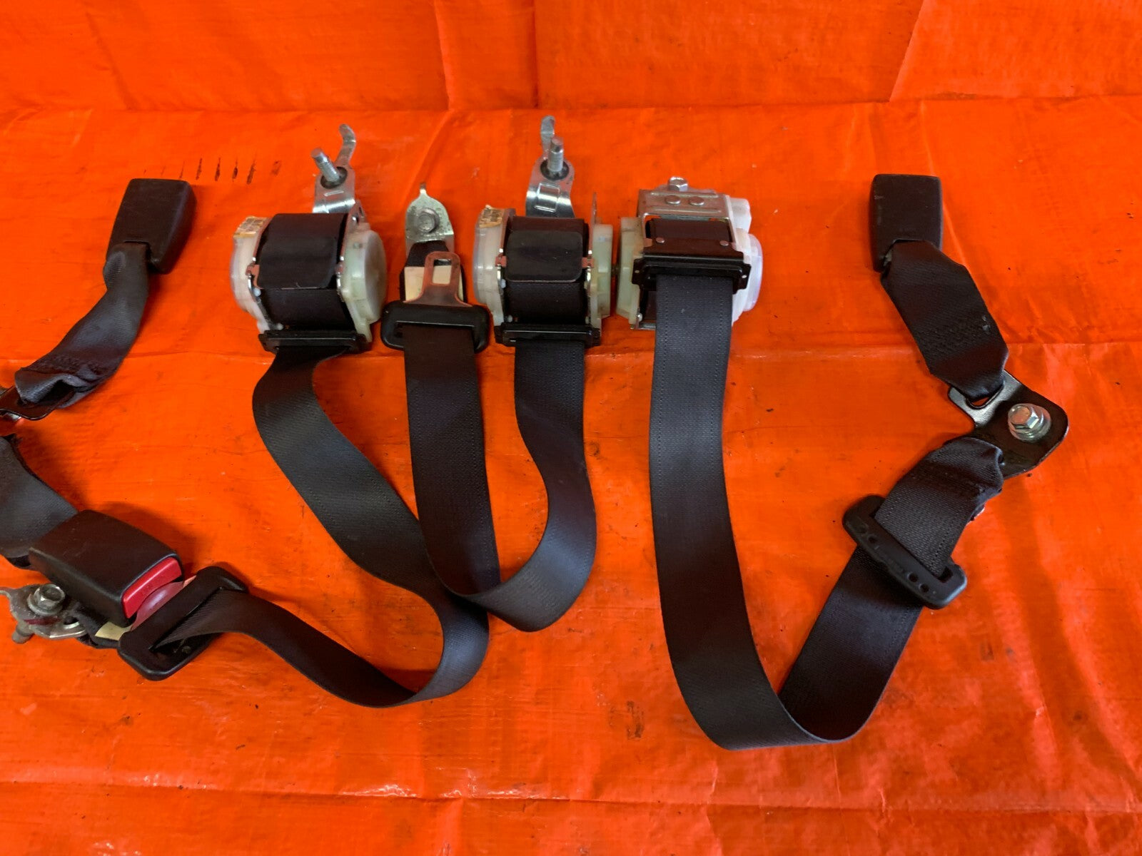 OEM 2008 08 HONDA CIVIC SI COUPE COMPLETE REAR SEAT BELT SET LEFT RIGHT CENTER2