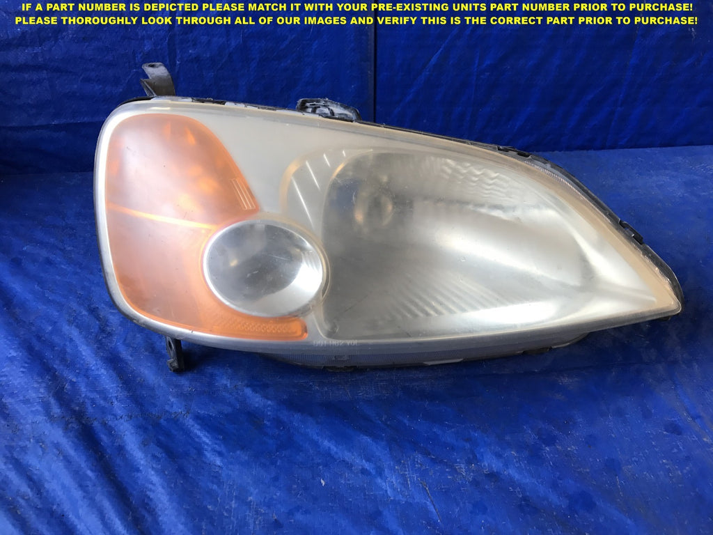 OEM 2001 2002 2003 HONDA CIVIC PASSENGER RIGHT HEADLIGHT  0