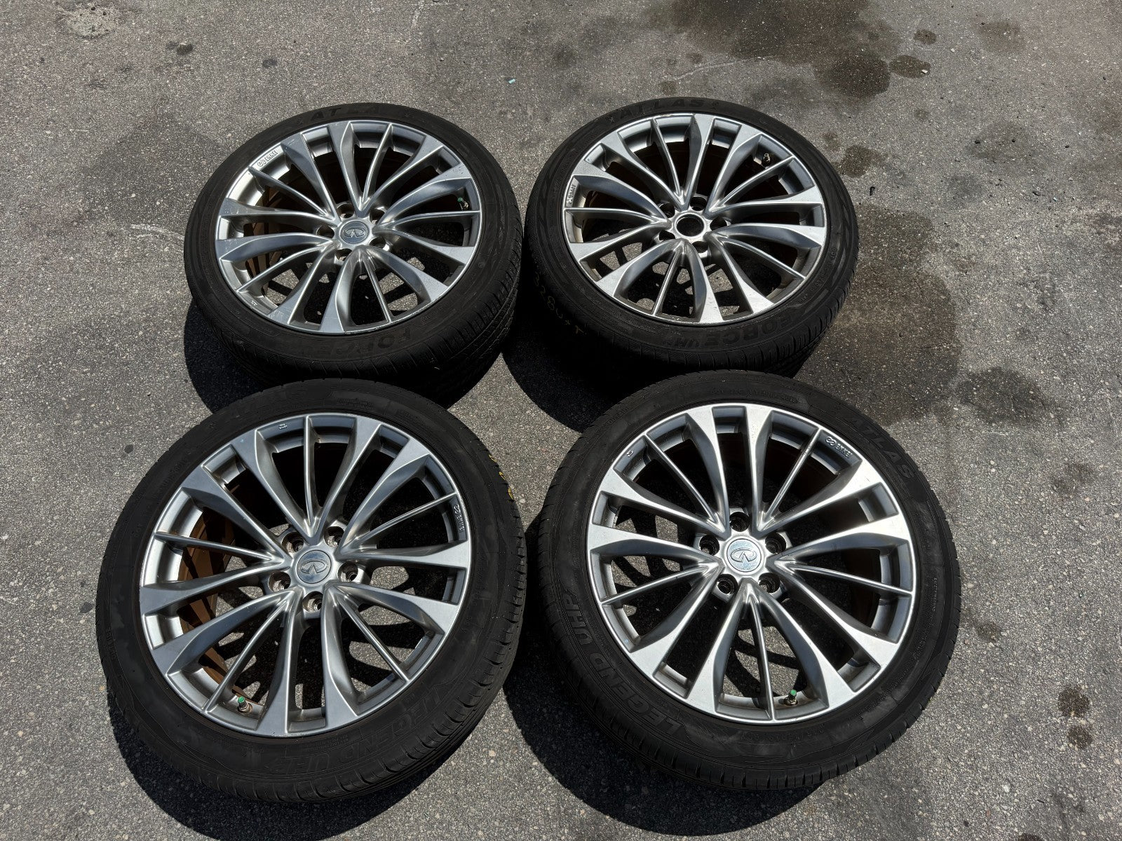 08 15 INFINITI G37 & Q60 SPORT MODEL 19 INCH 15 SPOKE ENKEI WHEELS RIMS OEM #3280