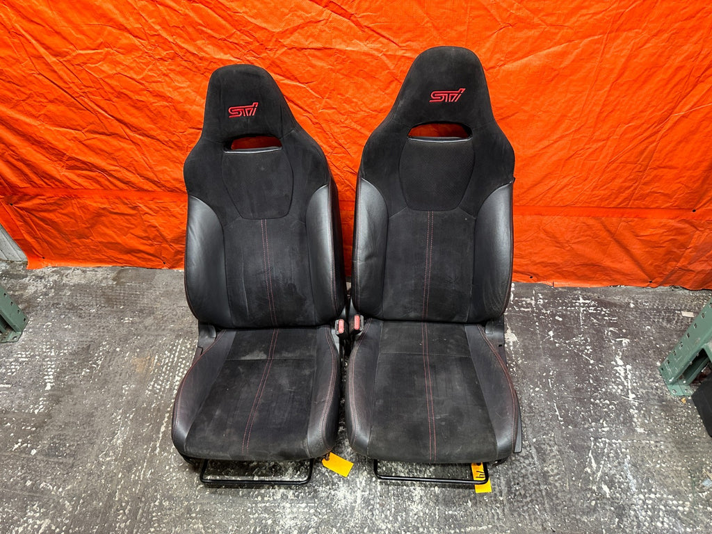 08-14 SUBARU IMPREZA WRX STI FRONT SEATS PAIR DRIVER PASSENGER OEM #7414