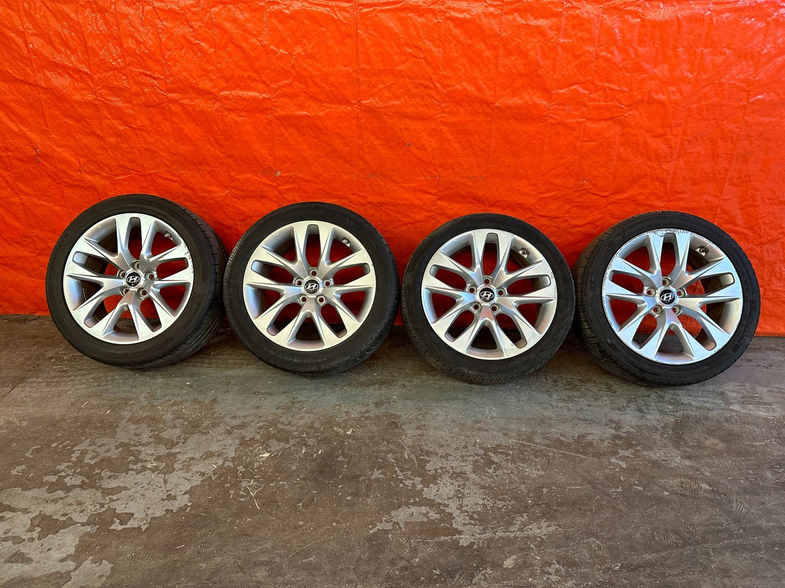 10 16 HYUNDAI GENESIS COUPE   18 INCH FACTORY WHEELS W/ TIRES   OEM OE RIMS #2190