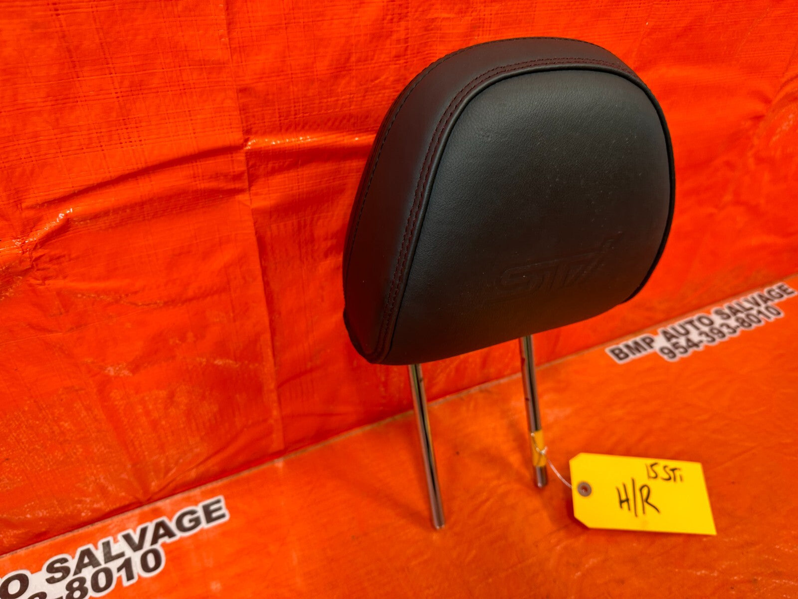 15 19 SUBARU WRX STI   FRONT SEAT HEAD REST   LEFT OR RIGHT   BLACK W RED STITCH10