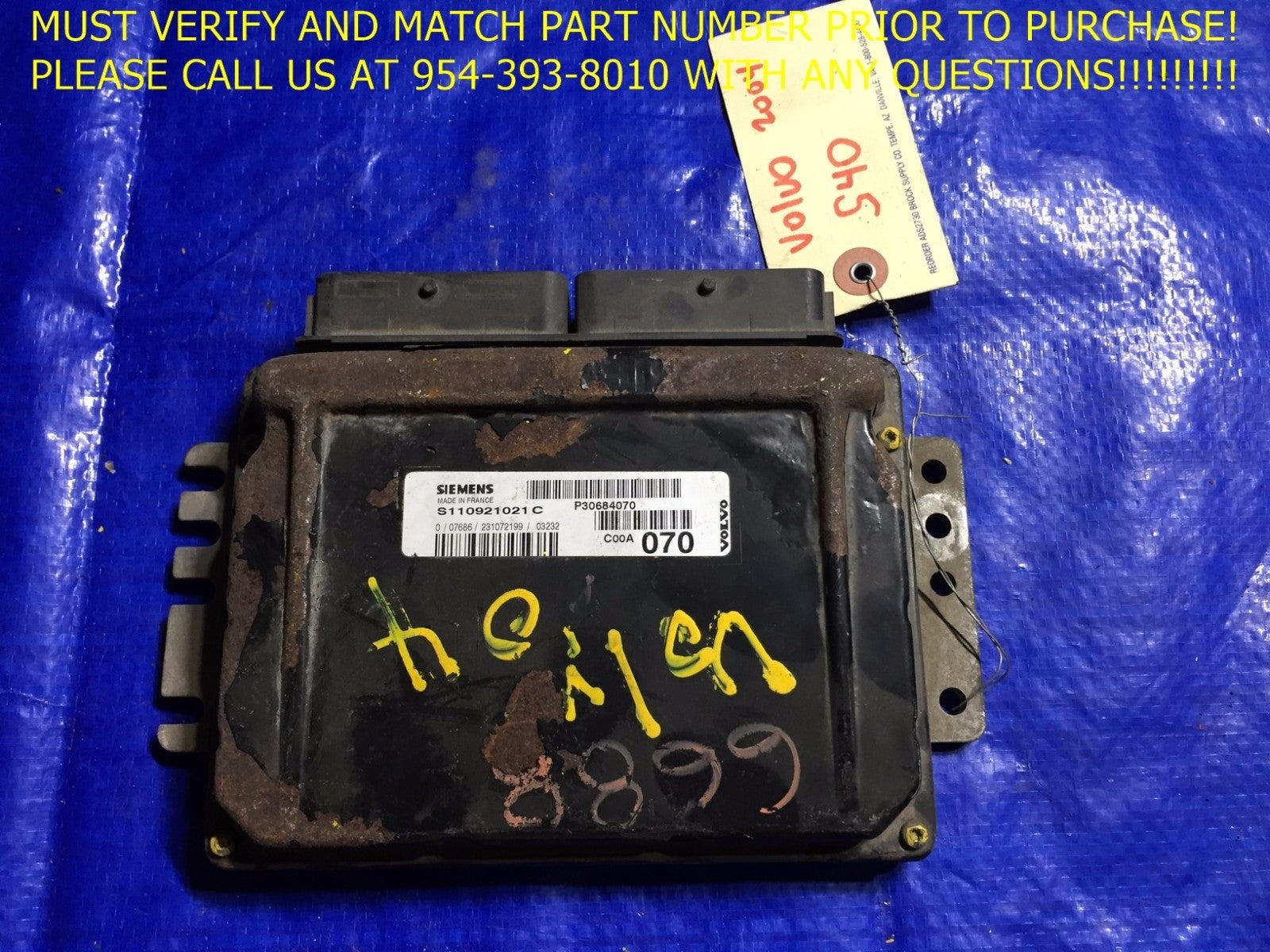 OEM 2004 04 VOLVO 40 SERIES 4CYL ENGINE COMPUTER MODULE ECU ECM P30684070 OEM0