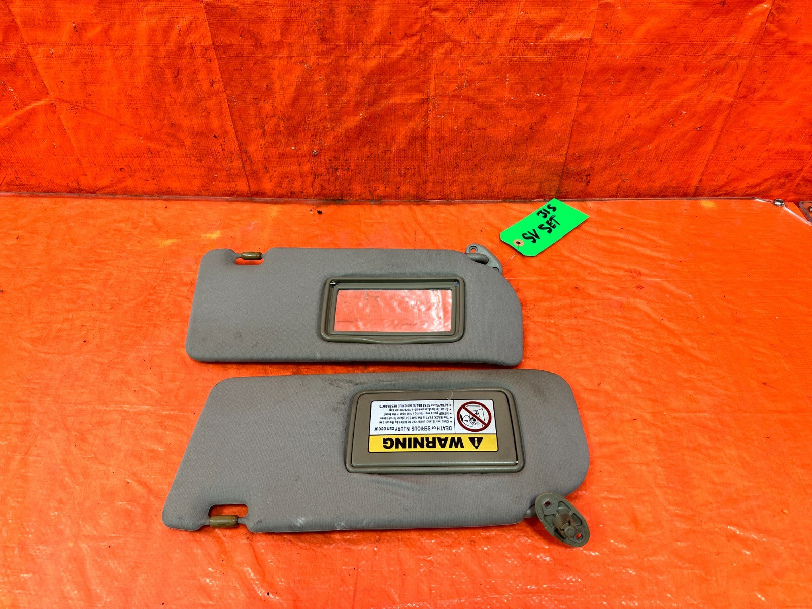02 06 ACURA RSX   LEFT AND RIGHT SUN VISORS PAIR SET   OEM FACTORY OE #3150