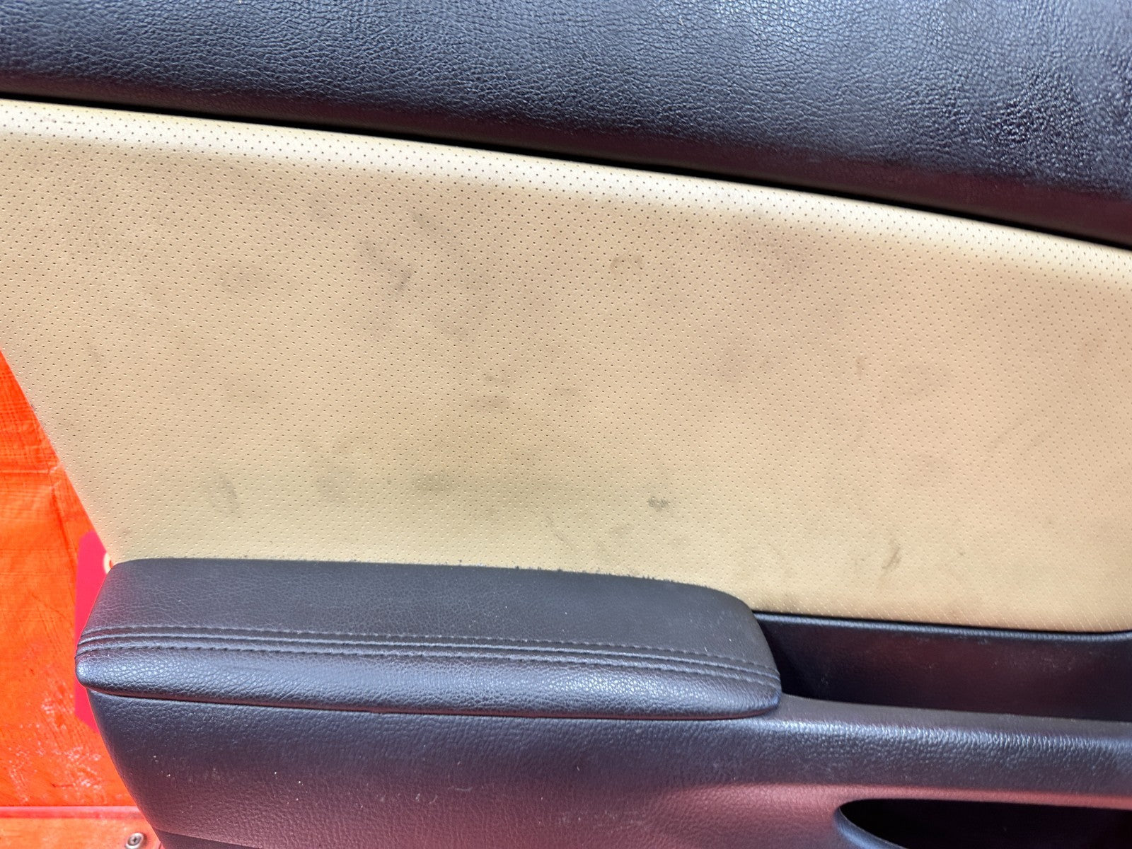 07 11 MAZDA RX8 RX 8   DRIVER LEFT DOOR PANEL TRIM CARD   BLACK TAN   OEM #3035